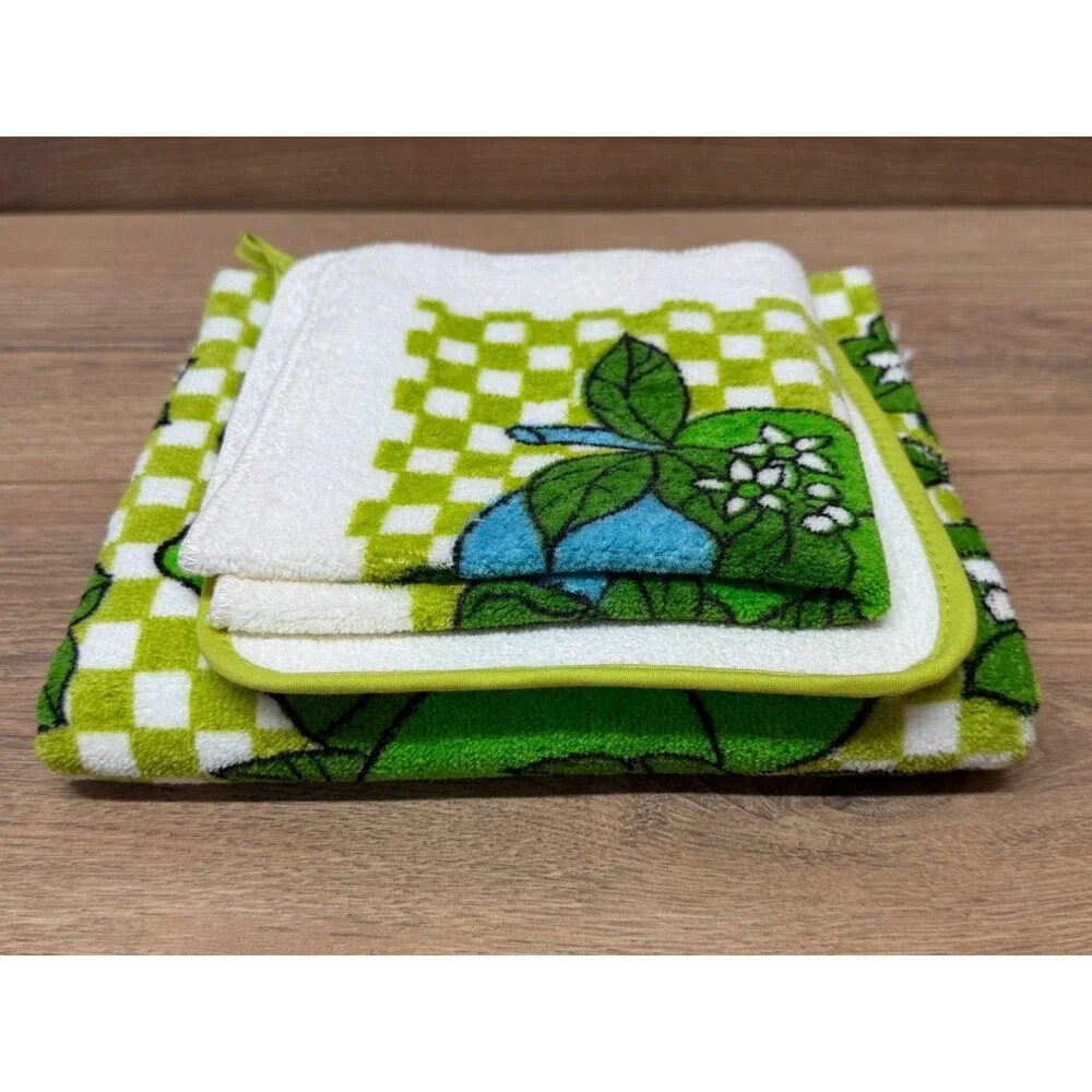 Royal Terry Kitchen Treasures Pot Holder Dish Cloth & Kitchen Towel Set Vintage